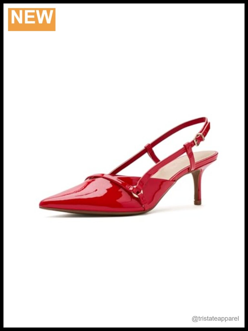Red Patent Pointed Toe Kitten Heel Dress Pump Formal Party Buckle
